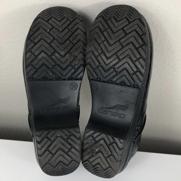 Dansko Clogs Womens Size 38 Professional Floral Embossed Black Leather Paisley - Picture 13 of 17